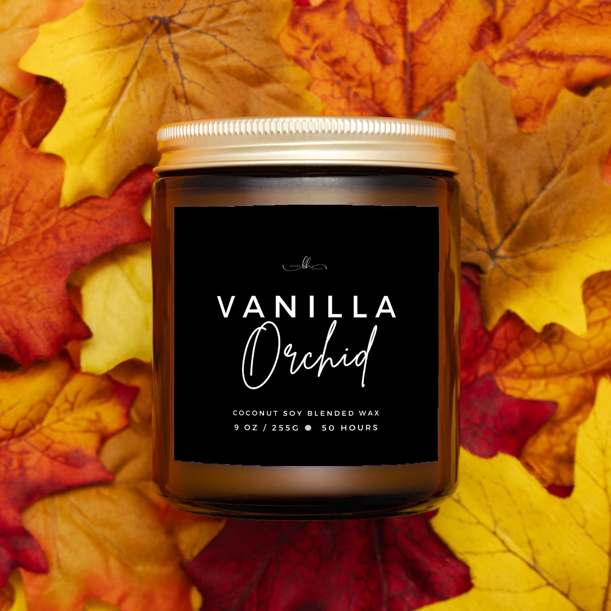 Vanilla Orchid Amber Mason Jar Candle (9oz) - Boone House