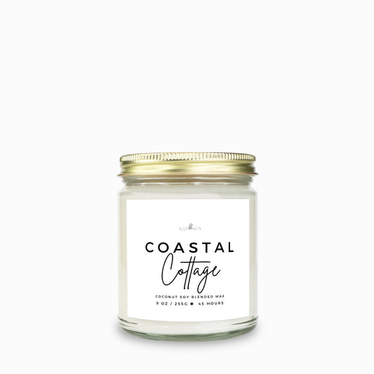 Coastal Cottage Clear Mason Jar Candle (9oz) - Boone House