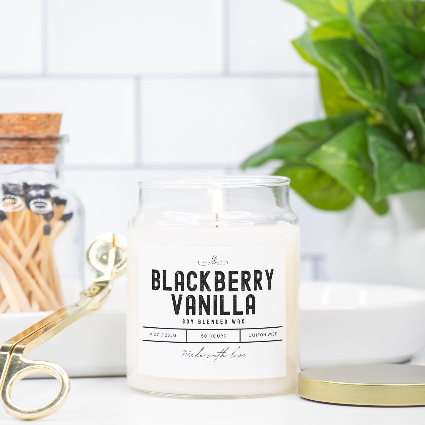 Blackberry Vanilla Candle Apothecary Jar (9oz) - Boone House