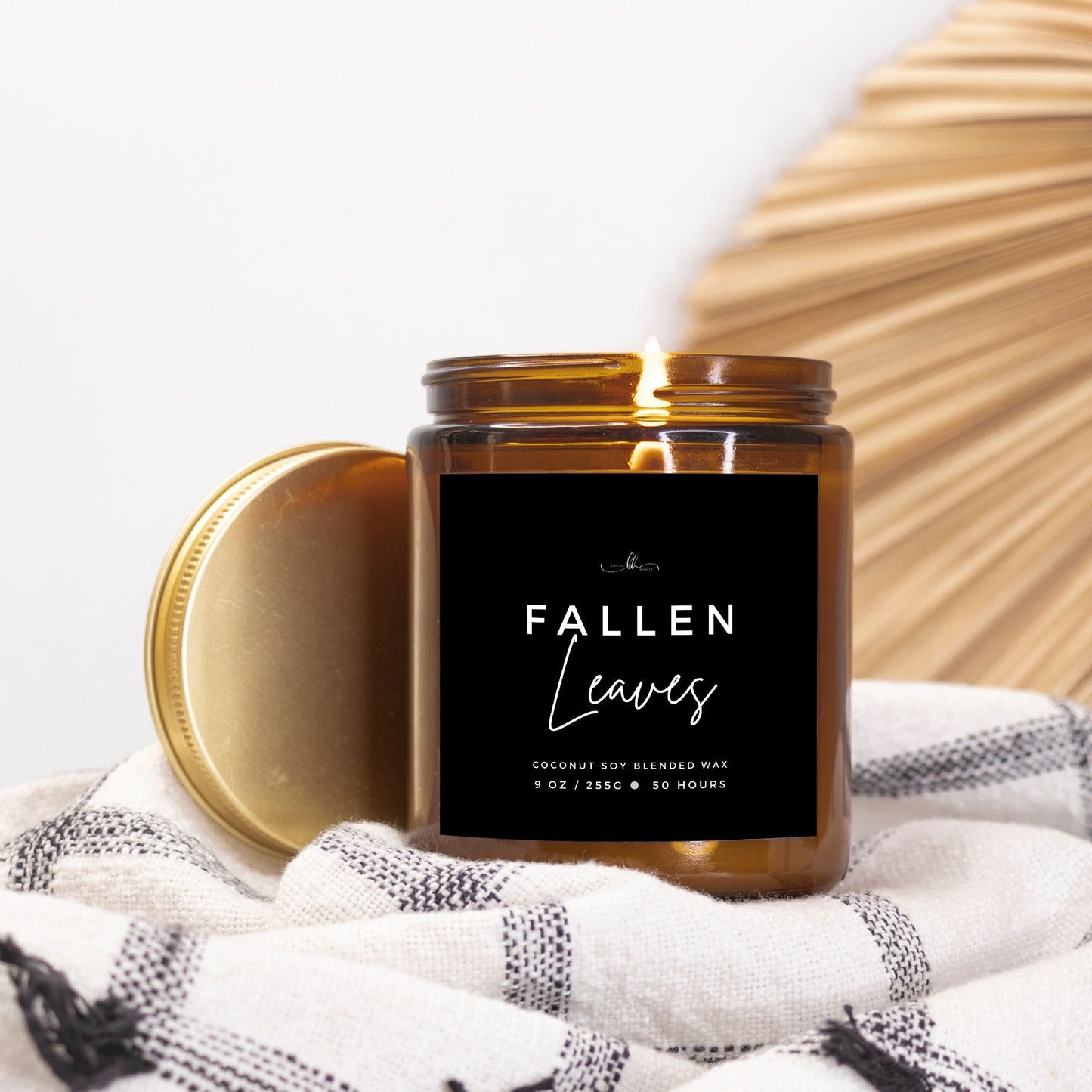 Fallen Leaves Amber Mason Jar Candle (9oz) - Boone House