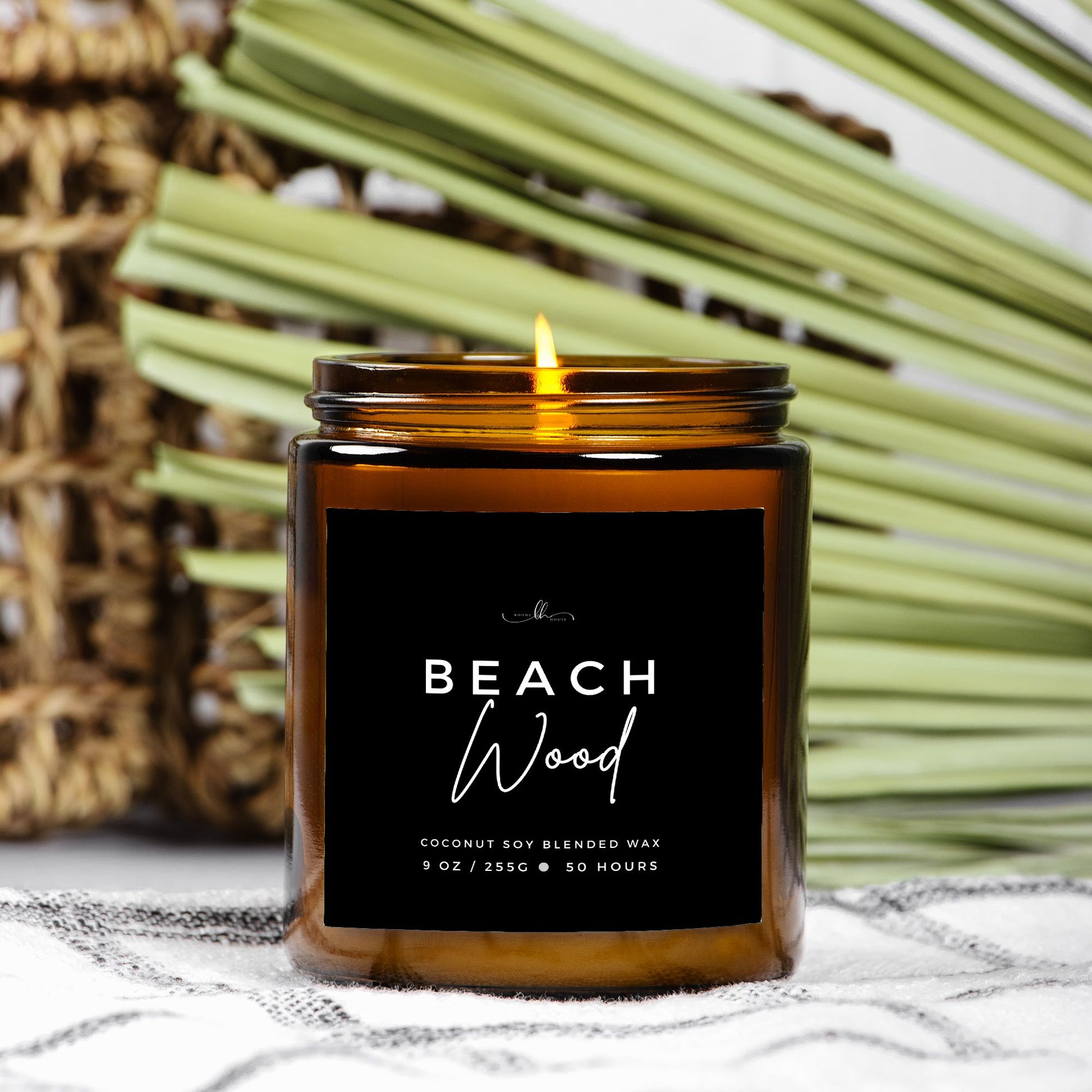 Beachwood Amber Mason Jar Candle (9oz) - Boone House