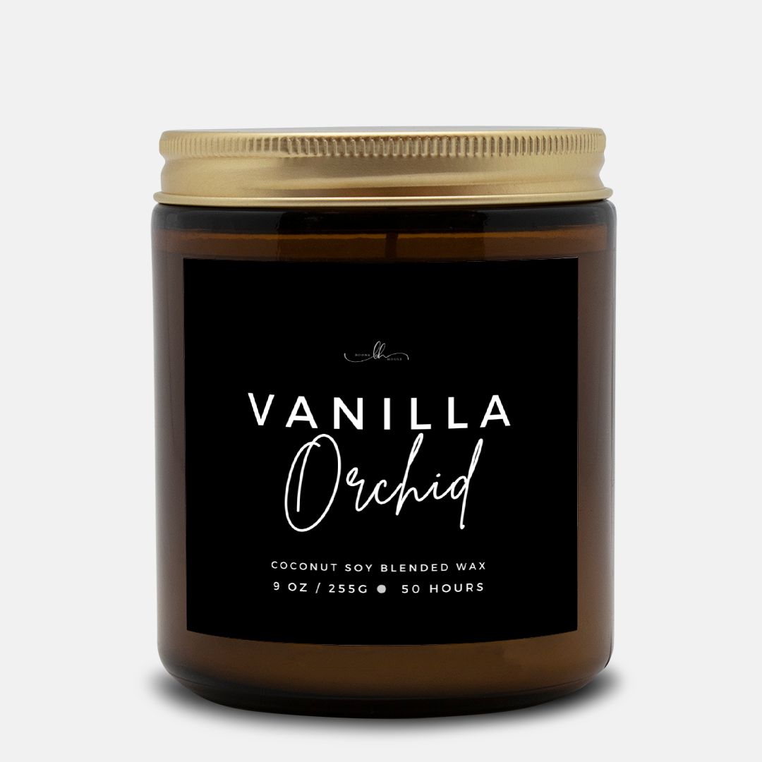 Vanilla Orchid Amber Mason Jar Candle (9oz) - Boone House