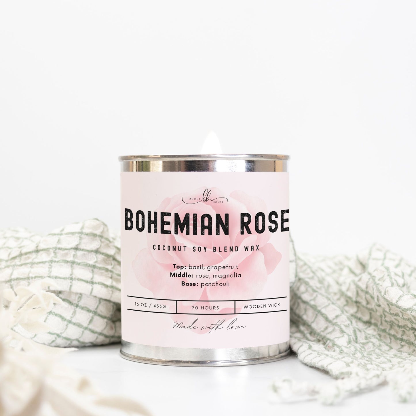 Bohemian Rose Paint Can Candle (16 oz) - Boone House