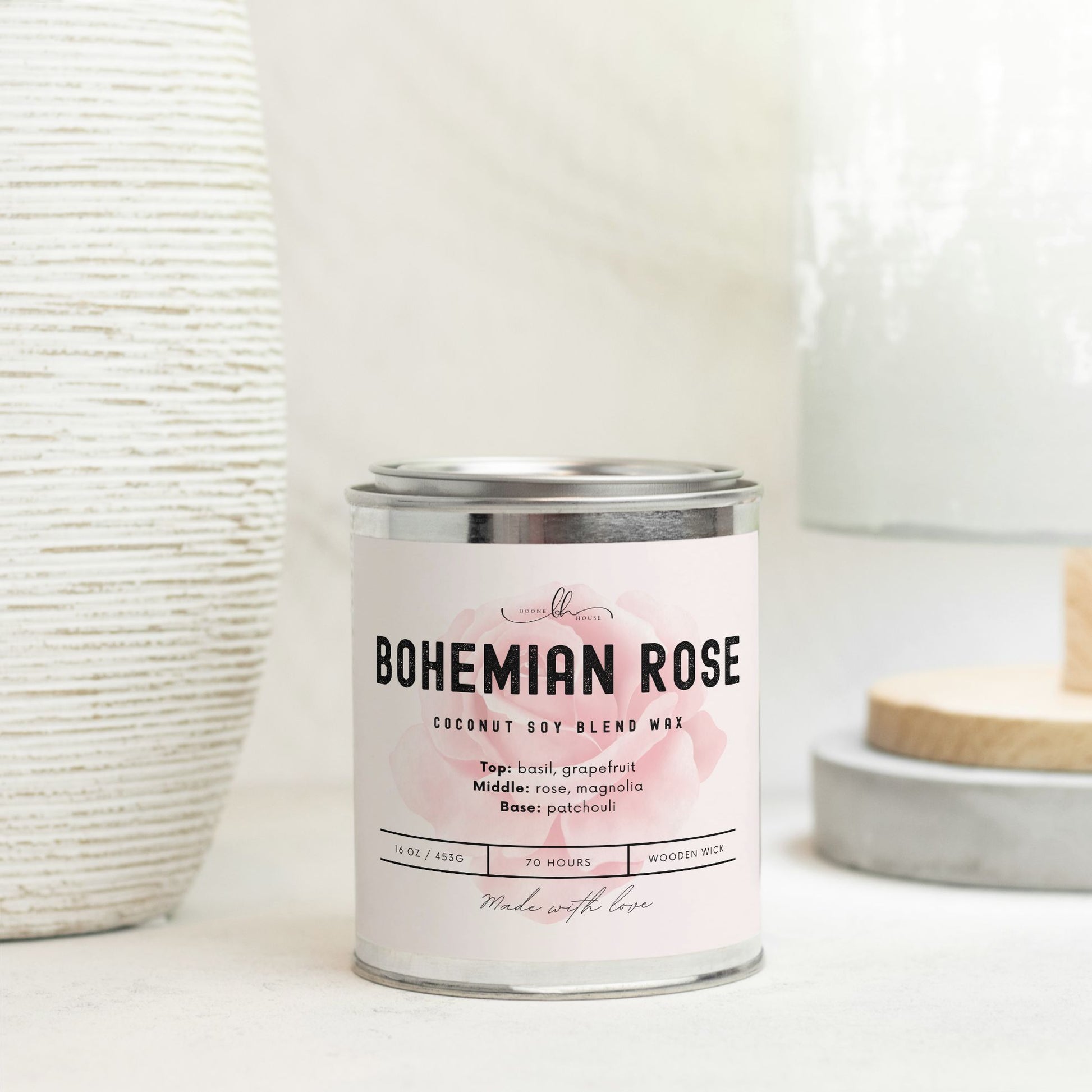 Bohemian Rose Paint Can Candle (16 oz) - Boone House