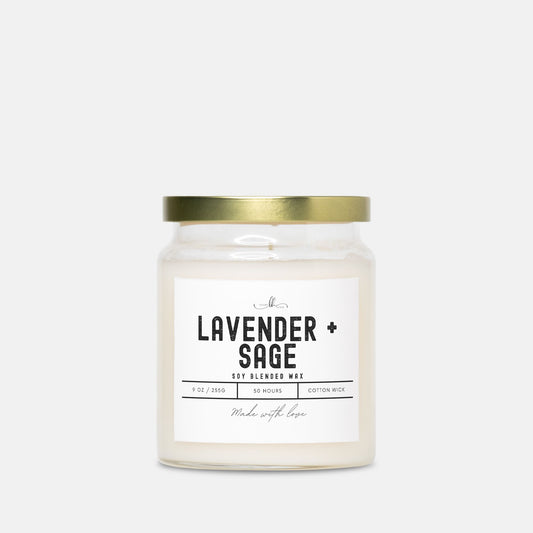 Lavendar & Sage Candle Apothecary Jar (9oz) - Boone House