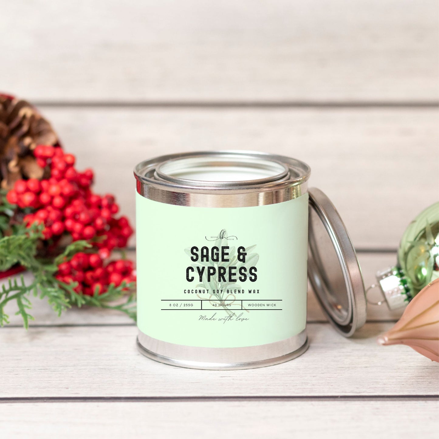 Sage & Cypress Paint Can Candle (8 oz) - Boone House