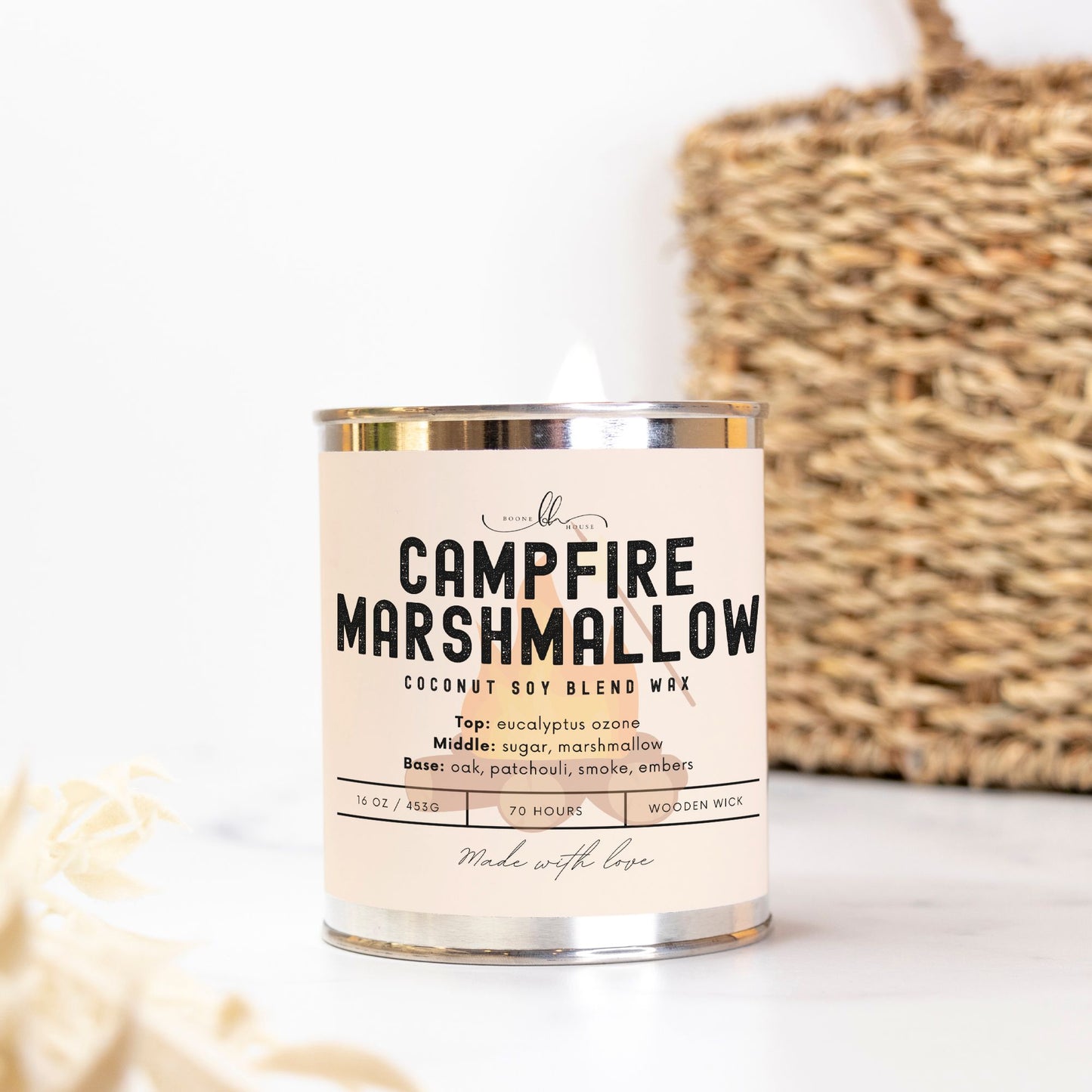 Campfire Marshmallow Paint Can Candle (16 oz) - Boone House