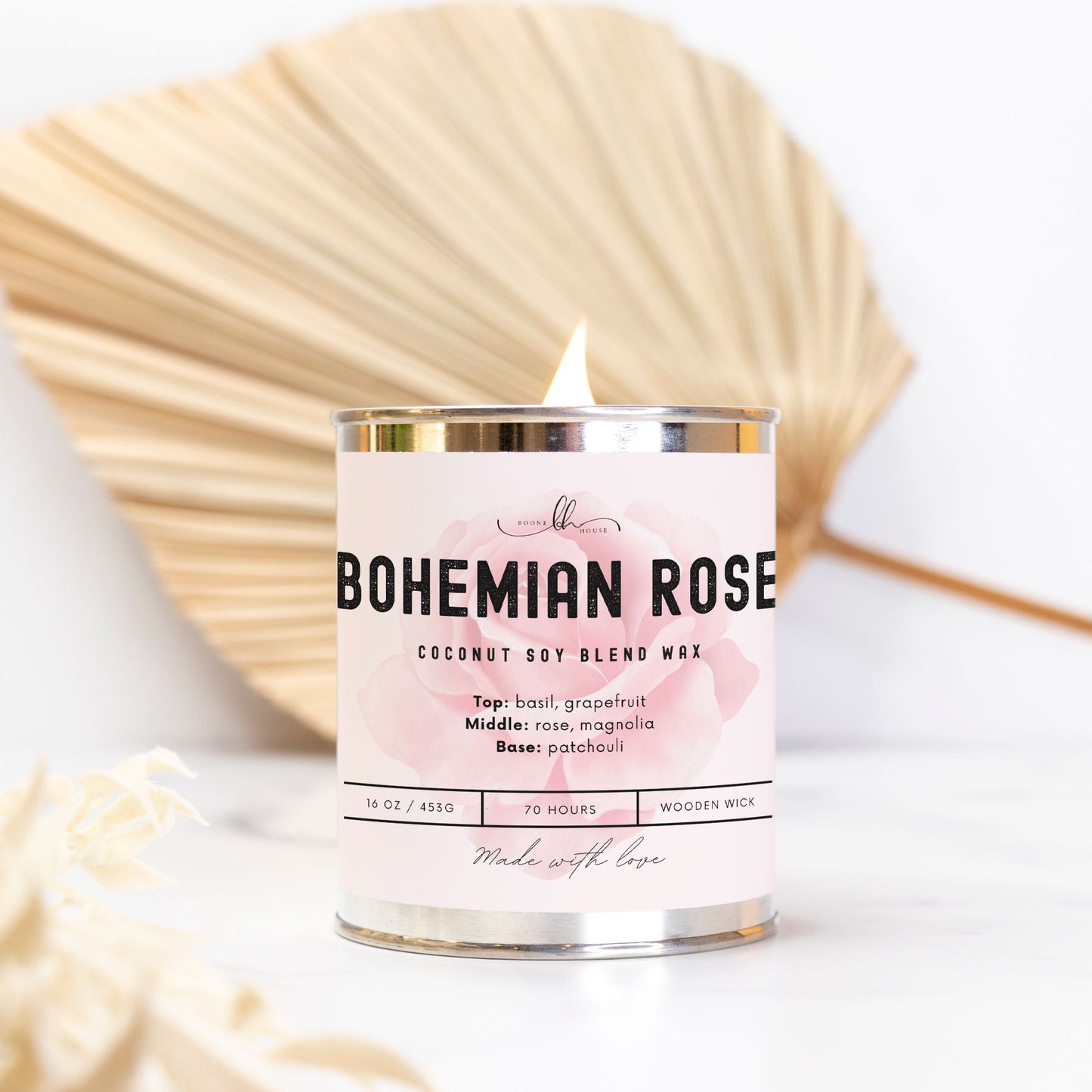 Bohemian Rose Paint Can Candle (16 oz) - Boone House