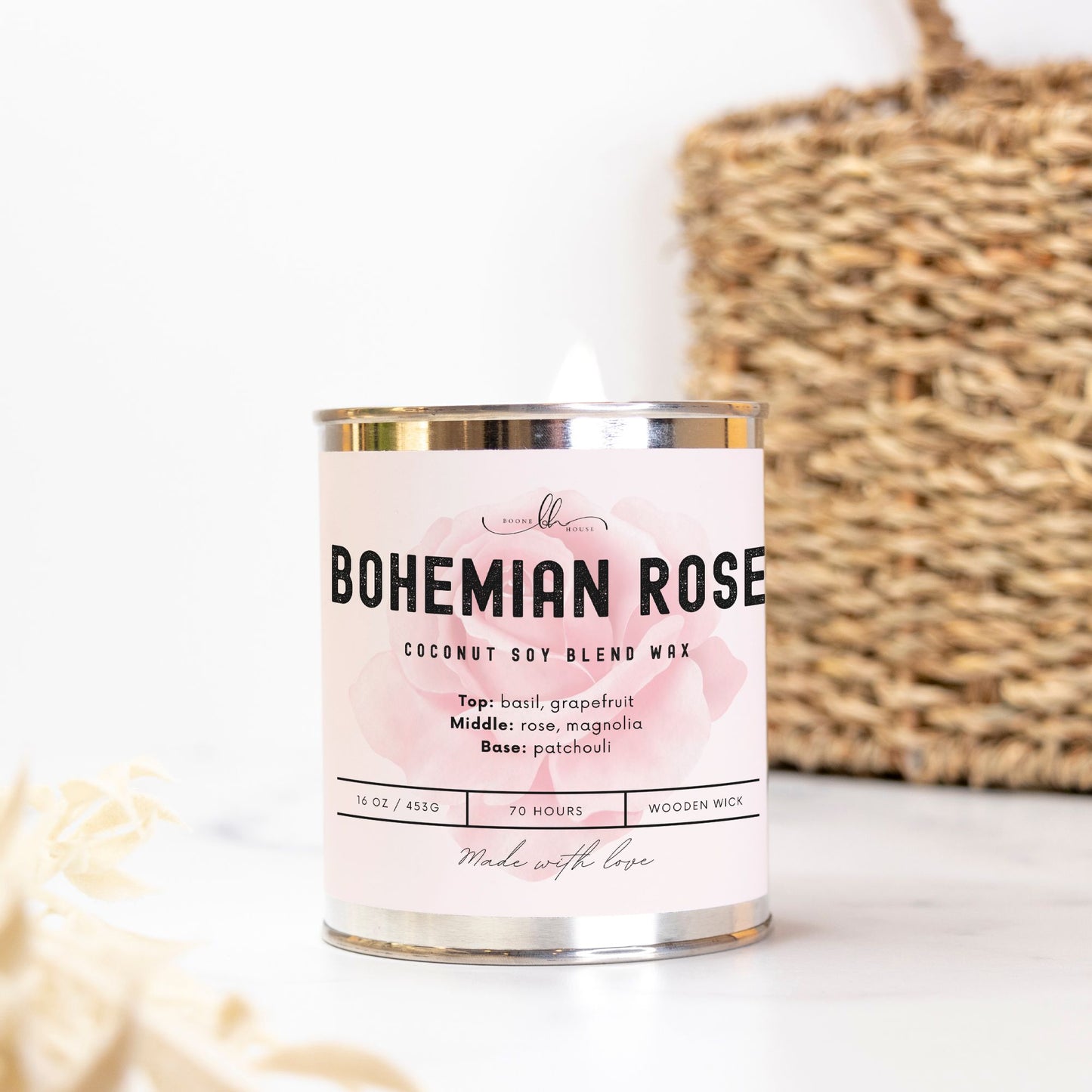 Bohemian Rose Paint Can Candle (16 oz) - Boone House