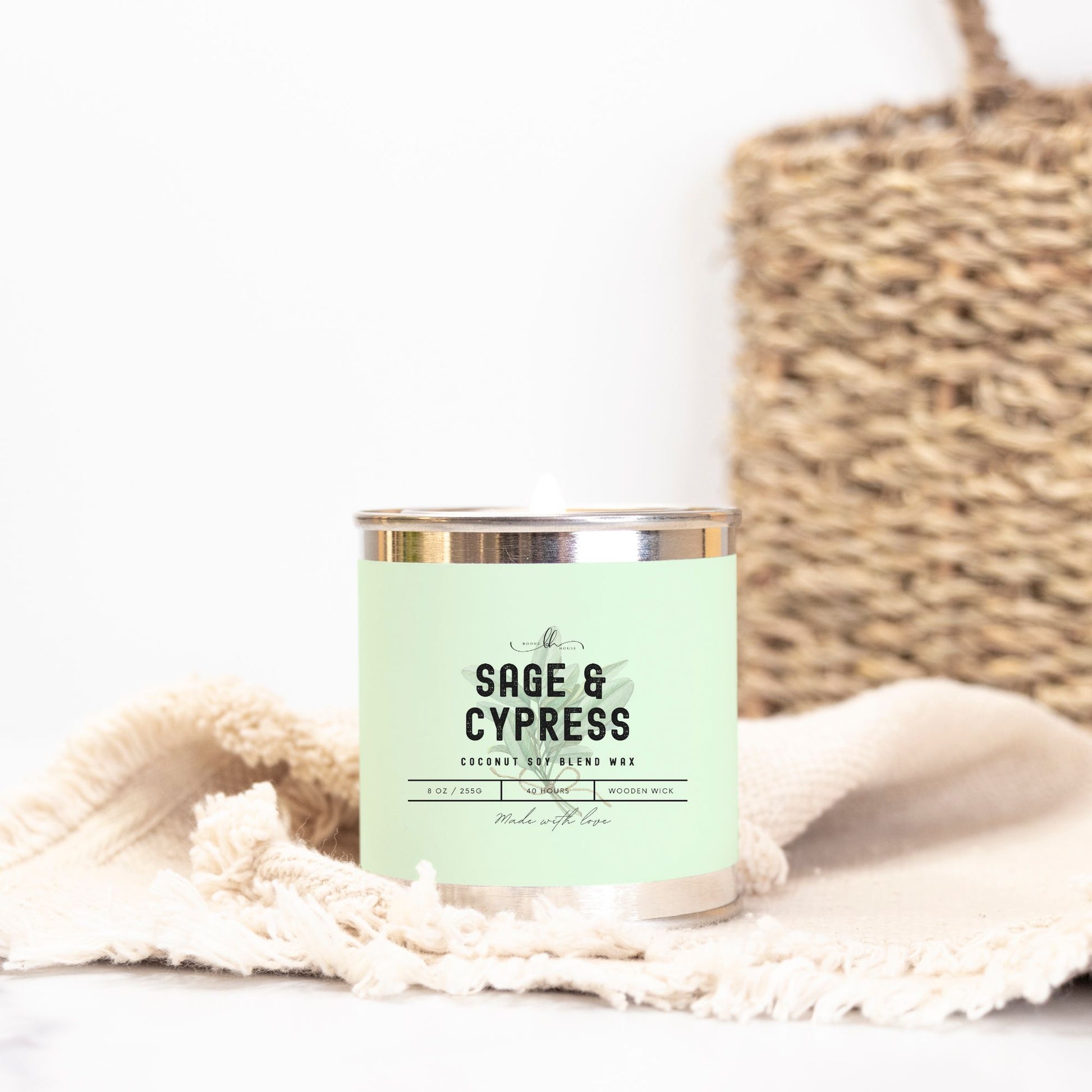 Sage & Cypress Paint Can Candle (8 oz) - Boone House