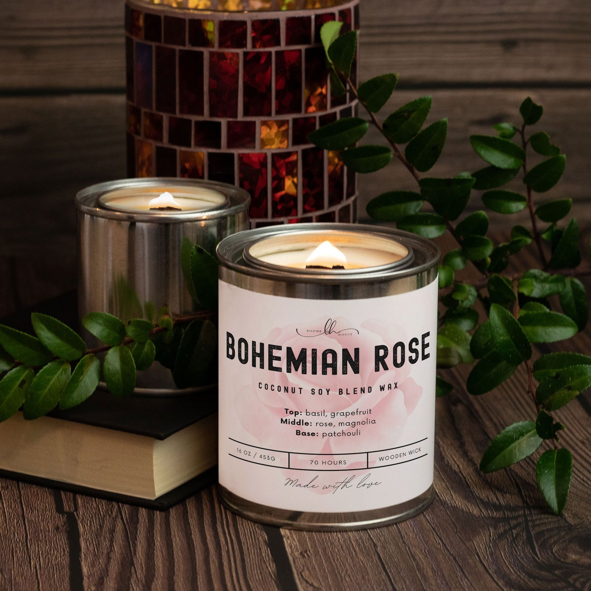 Bohemian Rose Paint Can Candle (16 oz) - Boone House