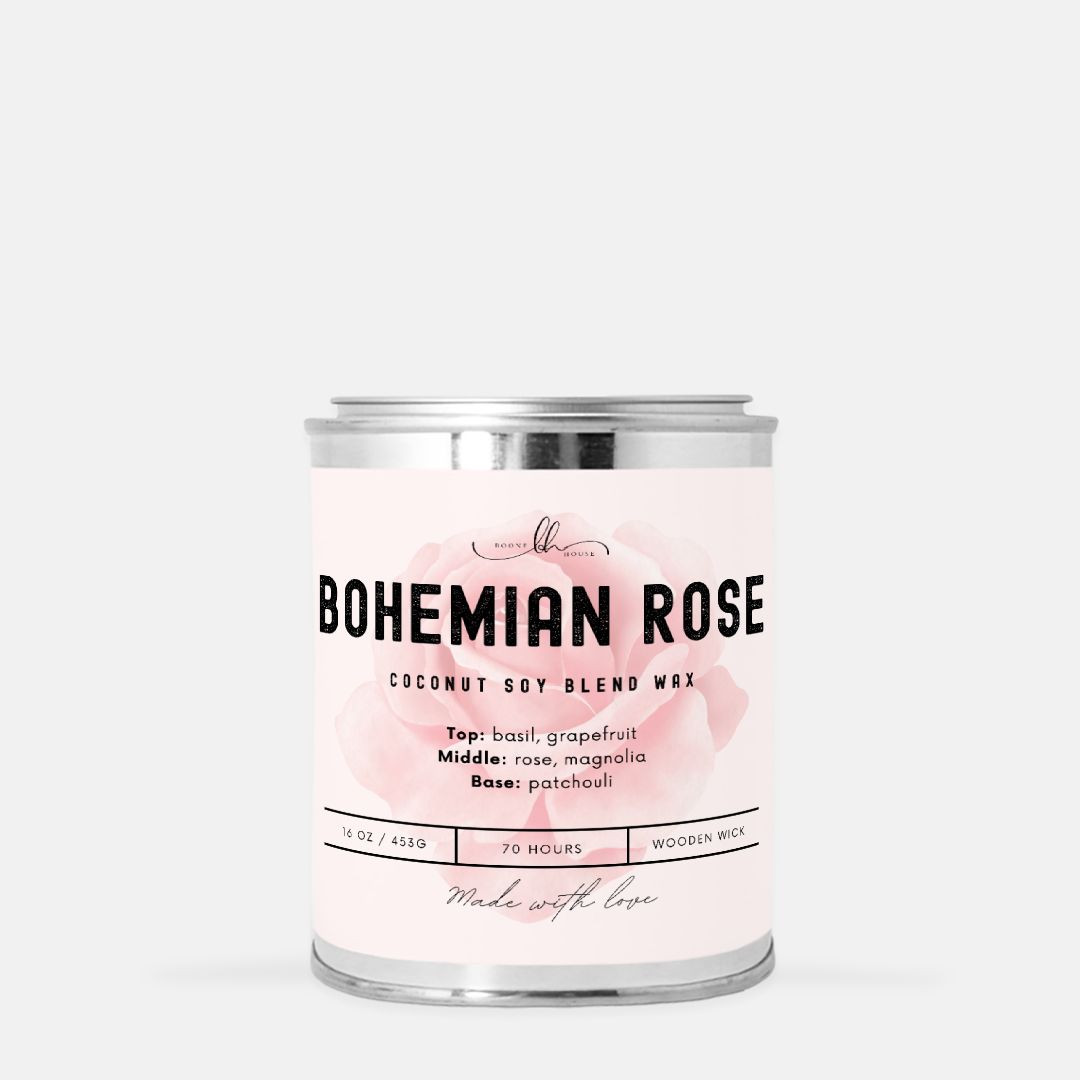 Bohemian Rose Paint Can Candle (16 oz) - Boone House