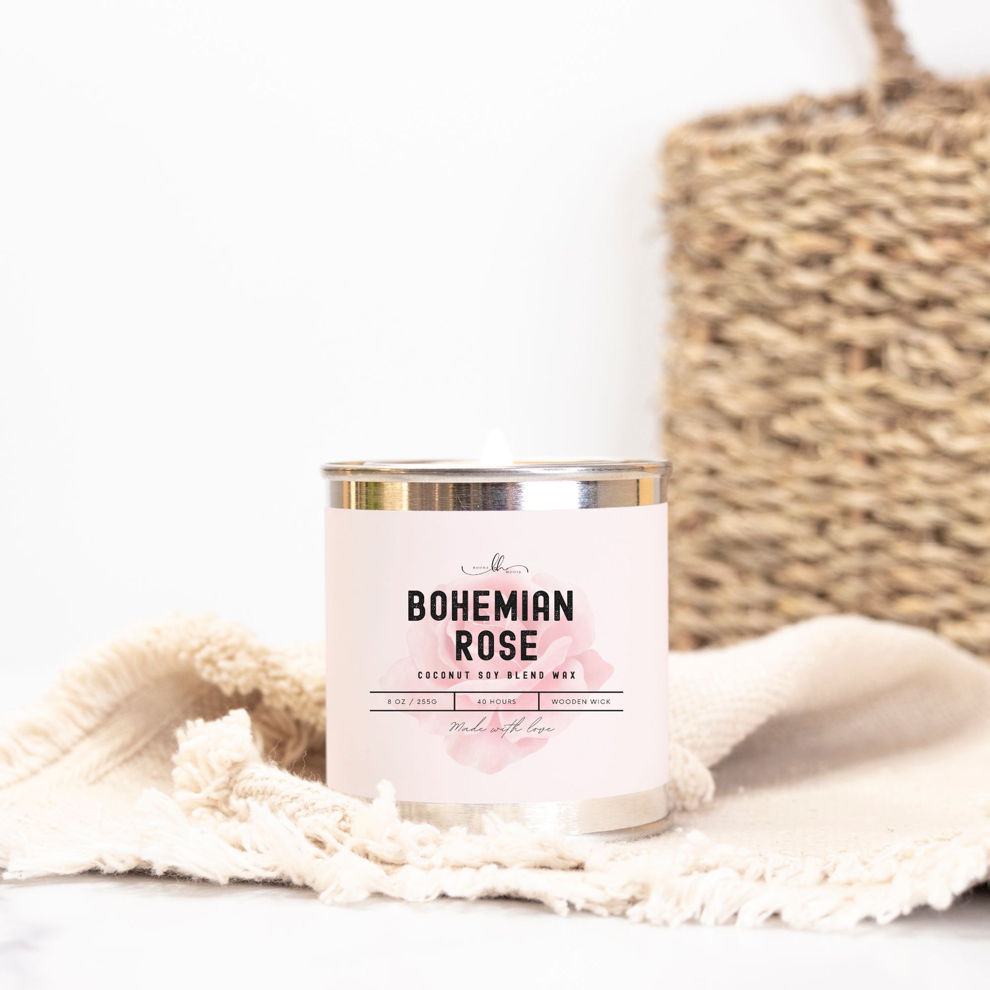 Bohemian Rose Paint Can Candle (8 oz) - Boone House