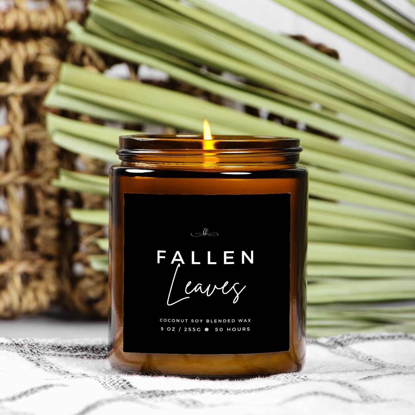 Fallen Leaves Amber Mason Jar Candle (9oz) - Boone House