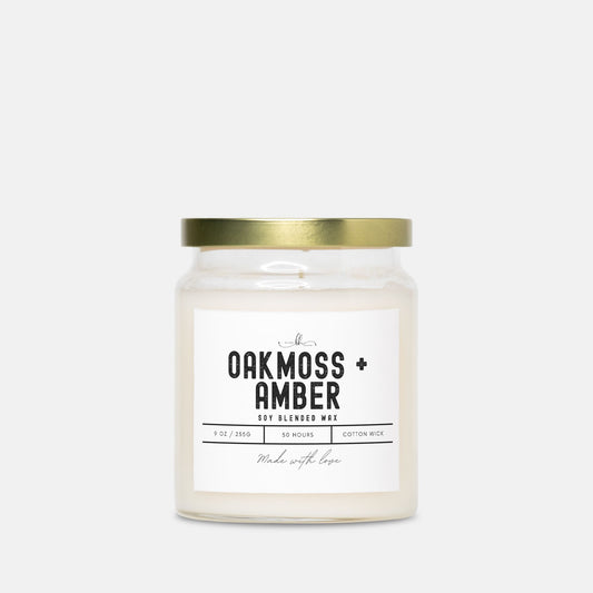 Oakmoss & Amber Candle Apothecary Jar (9oz) - Boone House